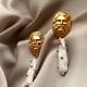 Jesus With Pearl dangle earring, Brass with 18k gold plated
